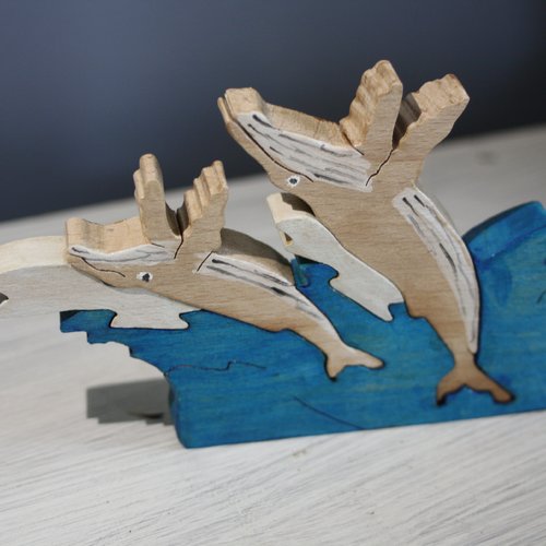 Puzzle baleine en bois 5 pièces