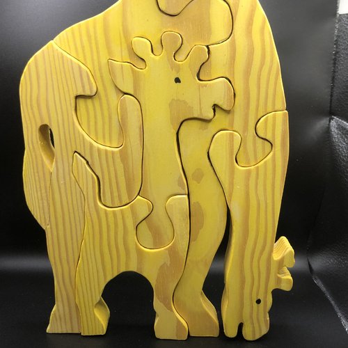 Puzzle en bois girafe et girafon