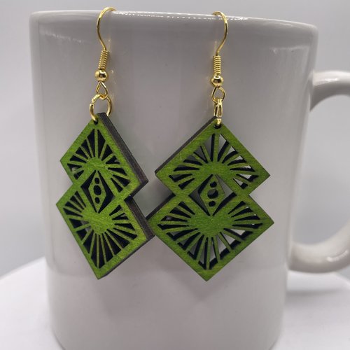 Boucles d’oreilles pendantes en bois