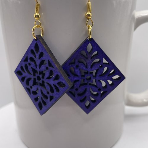 Boucles d’oreilles pendantes en bois