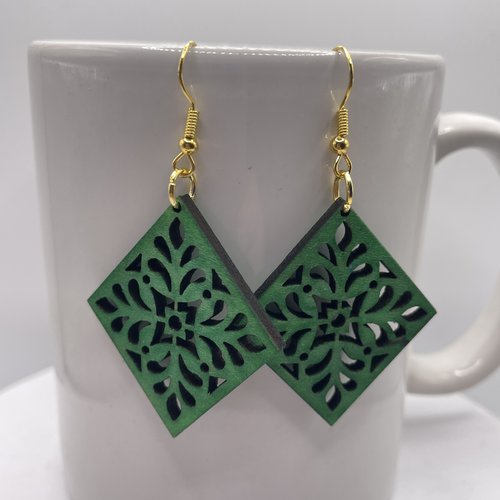 Boucles d’oreilles pendantes en bois