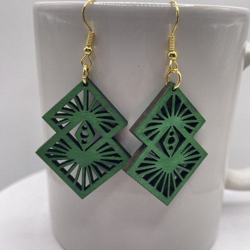 Boucles d’oreilles pendantes en bois