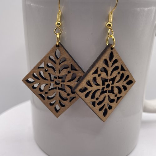 Boucles d’oreilles pendantes en bois
