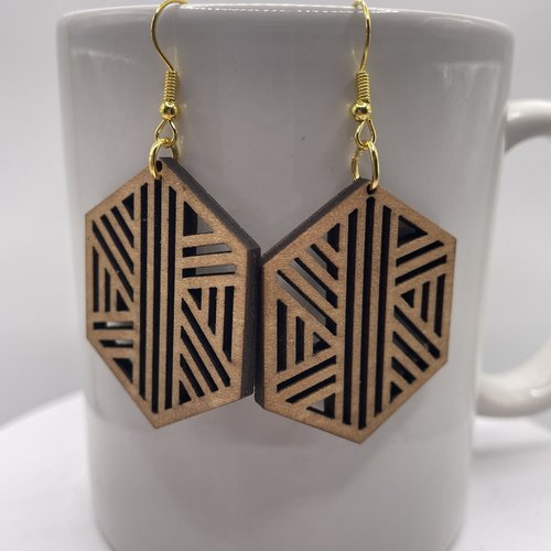 Boucles d’oreilles pendantes en bois