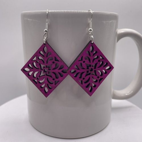 Boucles d’oreilles pendantes en bois