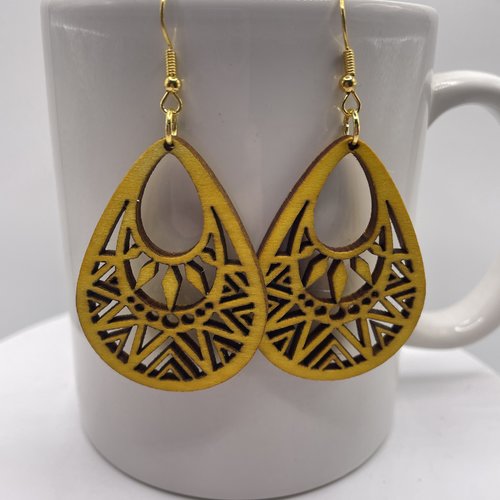 Boucles d’oreilles pendantes en bois