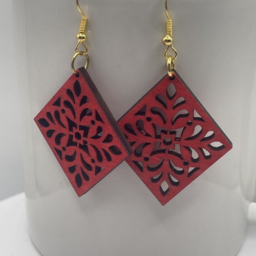 Boucles d’oreilles pendantes en bois