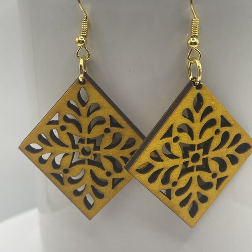 Boucles d’oreilles pendantes en bois