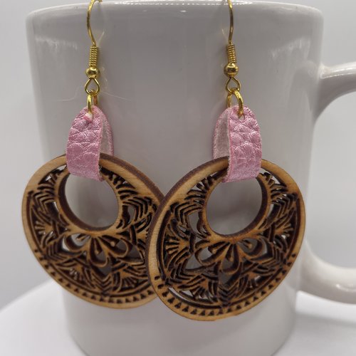 Boucles d’oreilles pendantes en bois