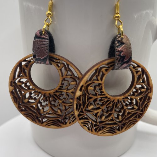 Boucles d’oreilles pendantes en bois