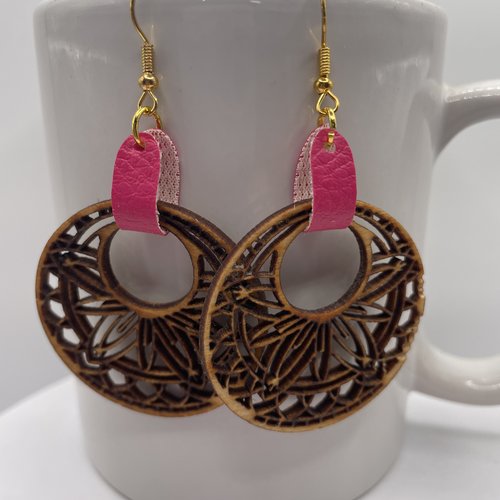 Boucles d’oreilles pendantes en bois