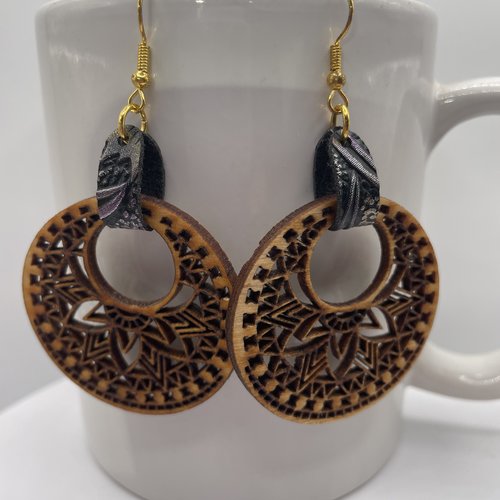 Boucles d’oreilles pendantes en bois