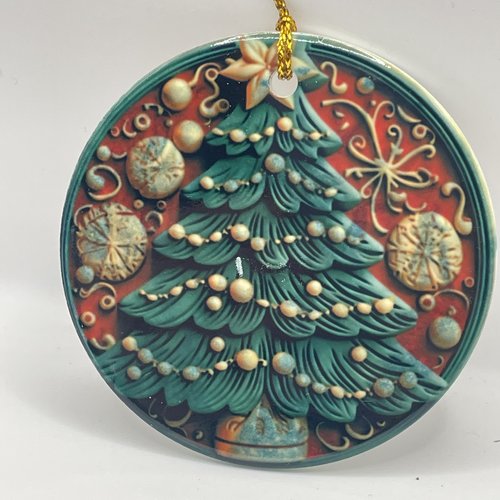 Décoration de noël,suspension « boule » de noël en céramique