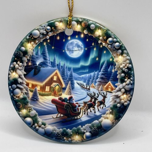 Décoration de noël,suspension « boule » de noël en céramique