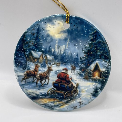 Décoration de noël,suspension « boule » de noël en céramique