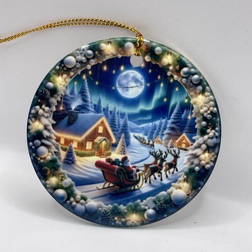 Décoration de noël,suspension « boule » de noël en céramique