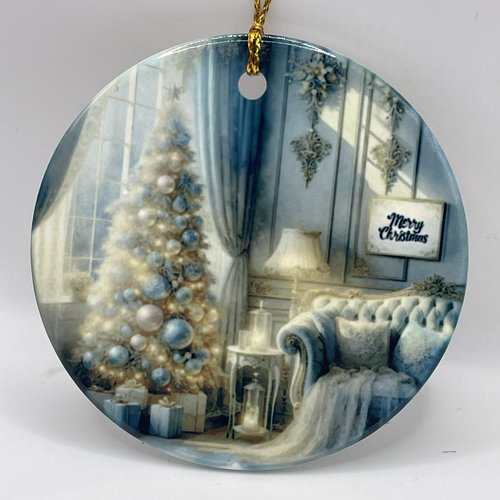 Décoration de noël,suspension « boule » de noël en céramique