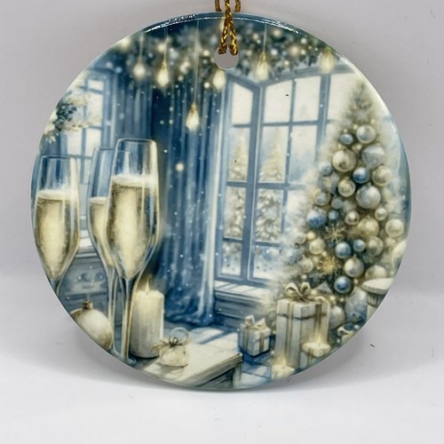 Décoration de noël,suspension « boule » de noël en céramique