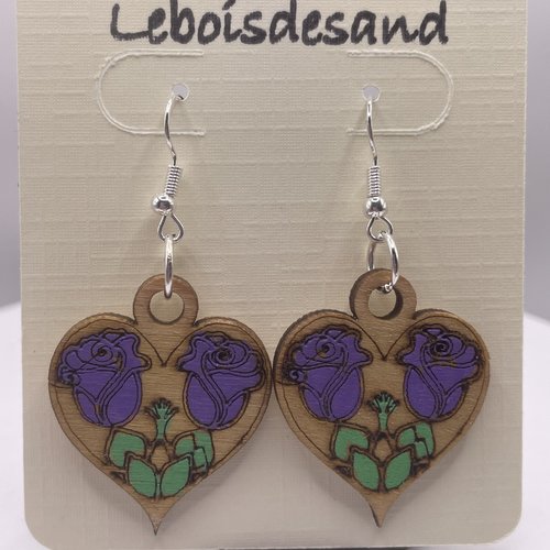 Boucles d’oreilles pendantes en bois