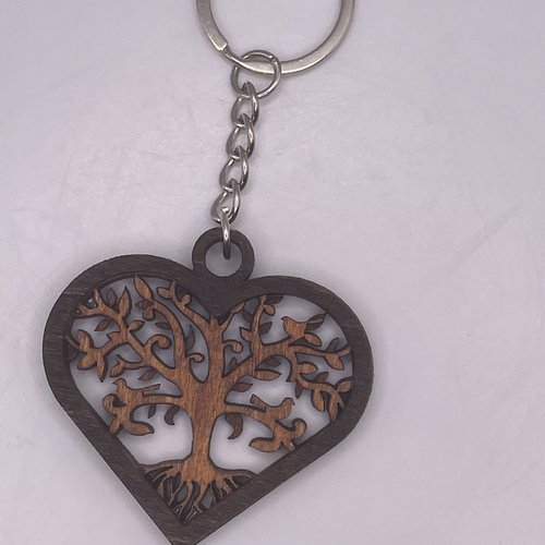 Porte clés arbre de vie  en bois