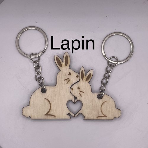 Porte clés en bois lapins