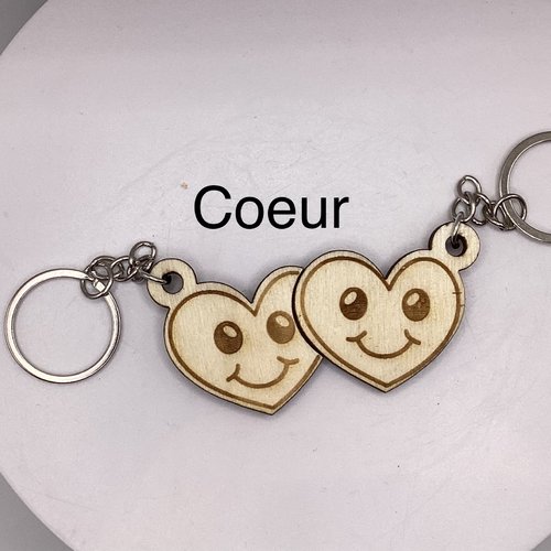 Porte clés en bois cœur