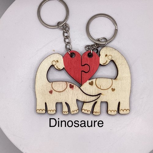 Porte clés en bois dinosaures