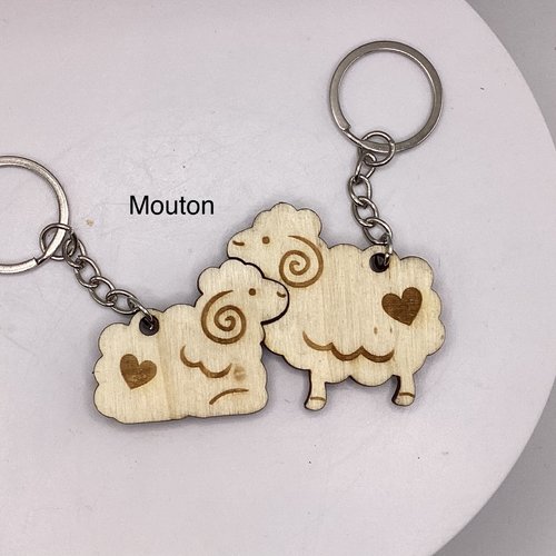 Porte clés en bois mouton
