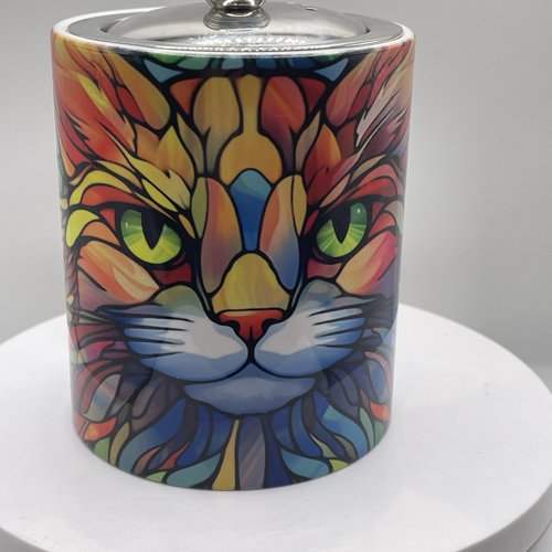 Mug chat style vitraux