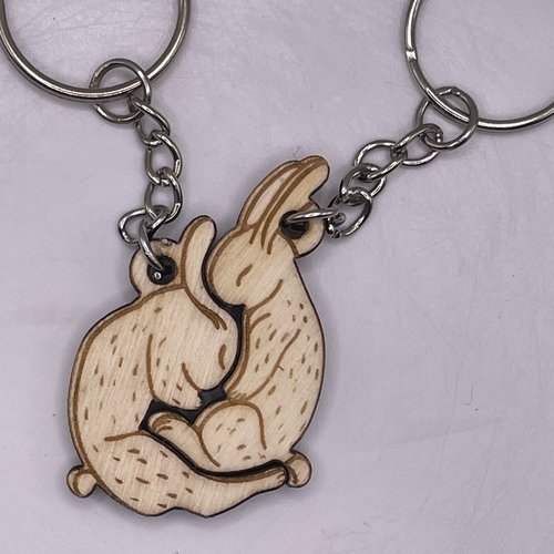 Porte clés en bois lapin