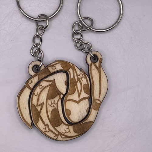 Porte clés en bois poisson