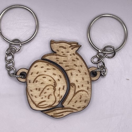 Porte clés en bois loup