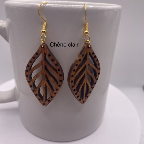 Boucles d’oreilles pendantes en bois