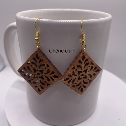 Boucles d’oreilles pendantes en bois