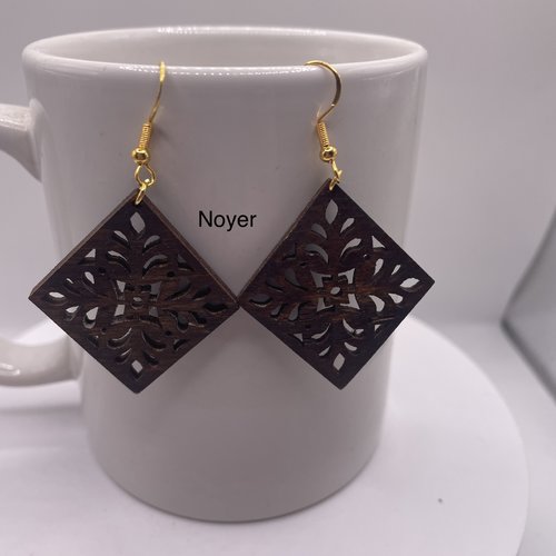 Boucles d’oreilles pendantes en bois