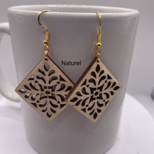 Boucles d’oreilles pendantes en bois