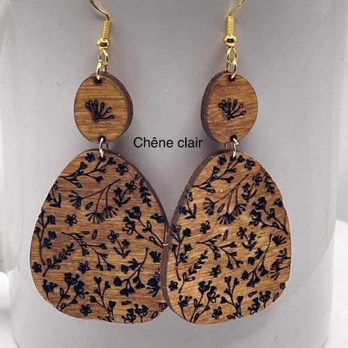 Boucles d’oreilles pendantes en bois boho