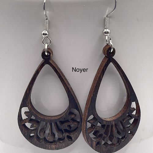 Boucles d’oreilles pendantes en bois bohème
