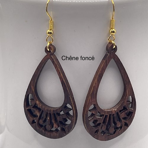 Boucles d’oreilles pendantes en bois bohème