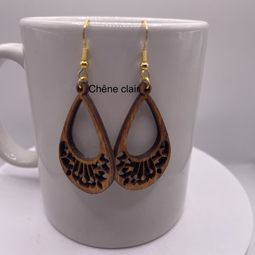 Boucles d’oreilles pendantes en bois bohème