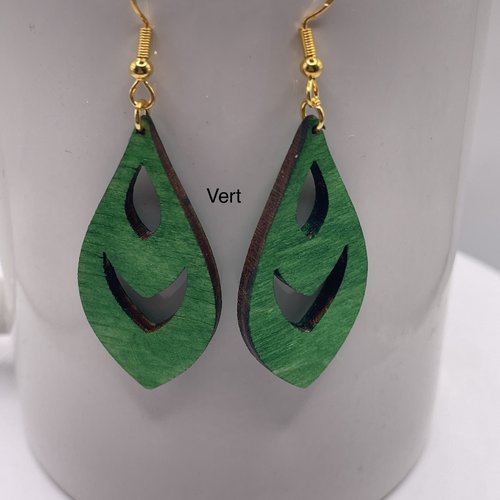Boucles d’oreilles pendantes en bois
