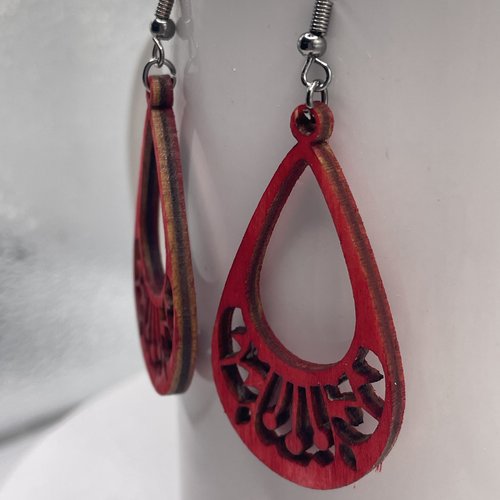 Boucles d’oreilles pendantes en bois bohème