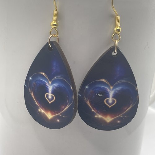 Boucles d’oreilles en bois coeur