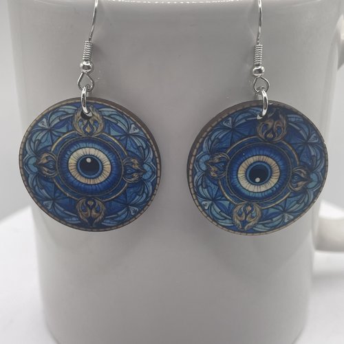 Boucles d’oreilles en bois rondes mystiques