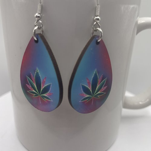 Boucles d’oreilles en bois feuille