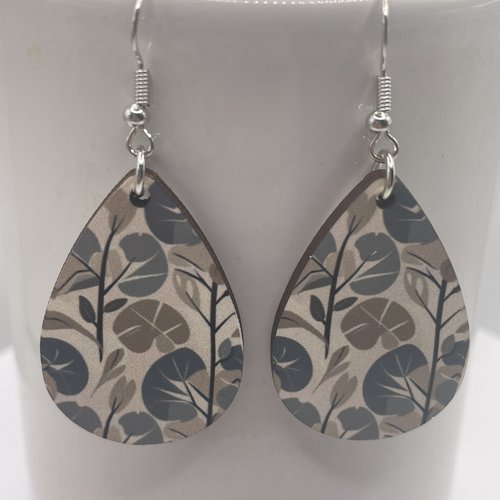 Boucles d’oreilles en bois feuilles