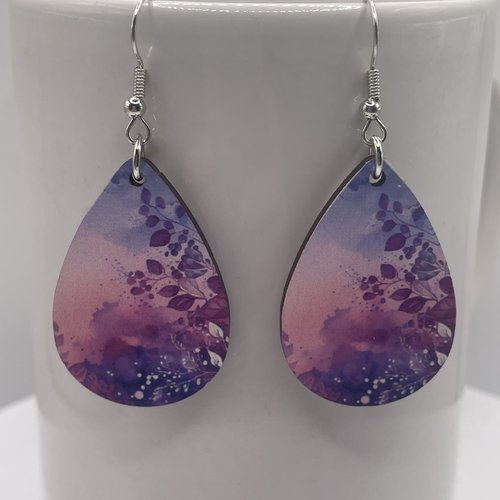 Boucles d’oreilles en bois lilas