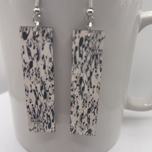 Boucles d’oreilles en bois notes de musique