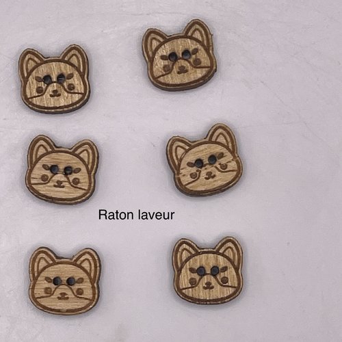 Bouton fantaisie en bois raton laveur