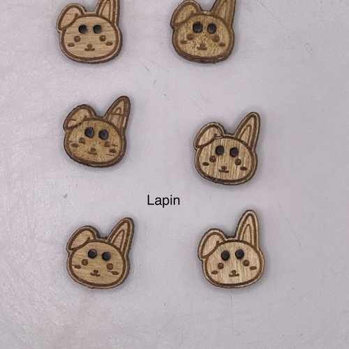 Bouton fantaisie en bois lapin